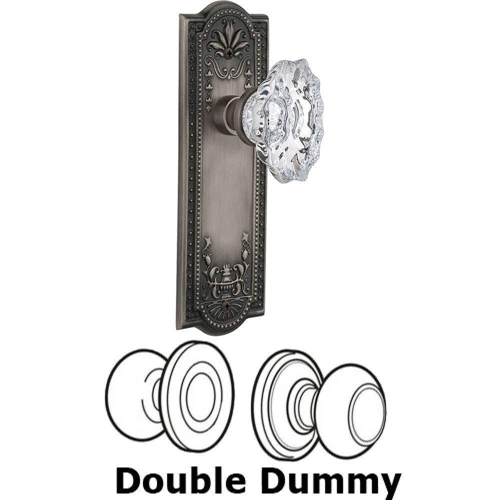 Double Dummy Set Without Keyhole - Meadows Plate with Chateau Crystal Knob in Antique Pewter