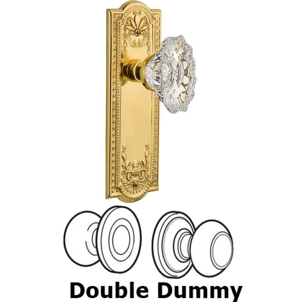 Double Dummy Set Without Keyhole - Meadows Plate with Chateau Crystal Knob in Polished Brass