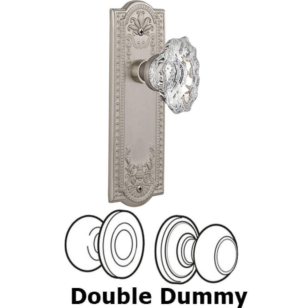 Double Dummy Set Without Keyhole - Meadows Plate with Chateau Crystal Knob in Satin Nickel