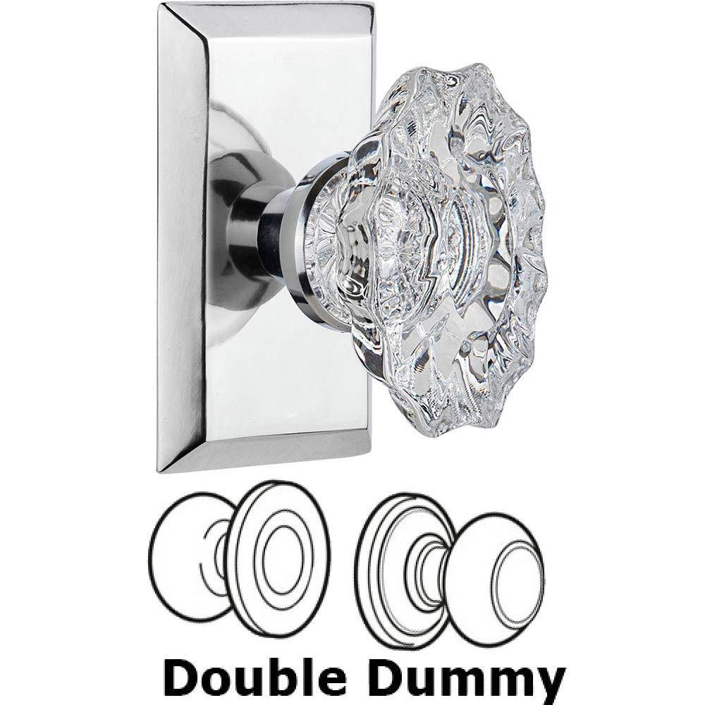 Double Dummy Set Without Keyhole - Studio Plate with Chateau Crystal Knob in Bright Chrome