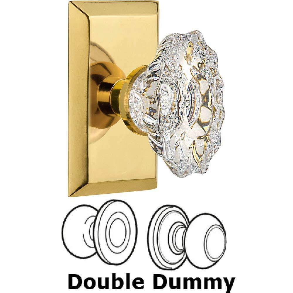 Double Dummy Set Without Keyhole - Studio Plate with Chateau Crystal Knob in Polished Brass
