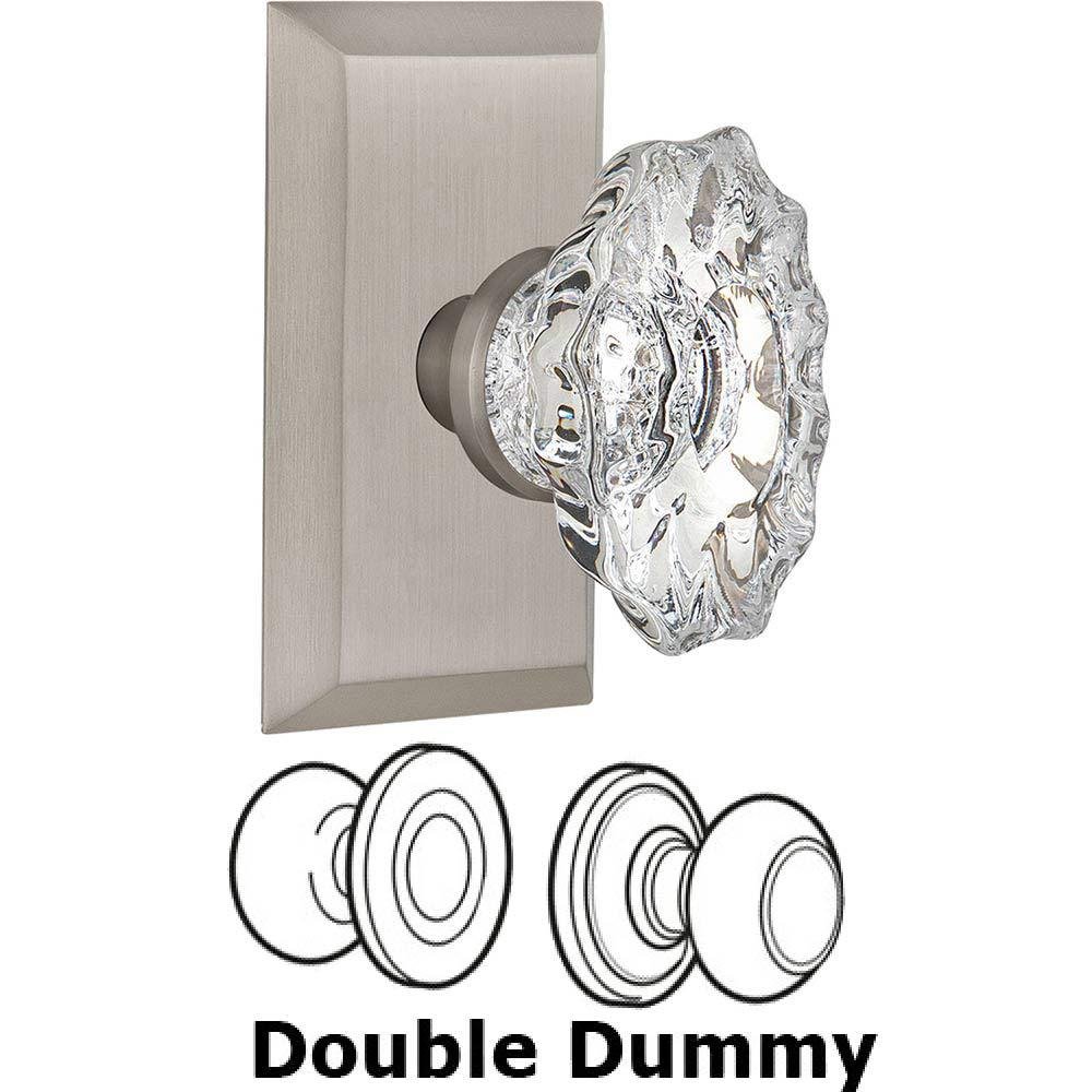 Double Dummy Set Without Keyhole - Studio Plate with Chateau Crystal Knob in Satin Nickel