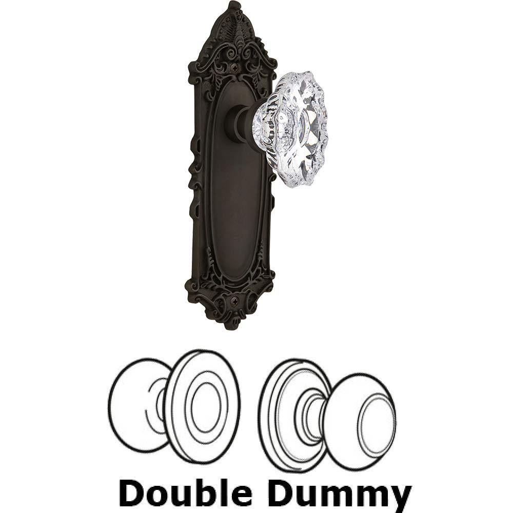 Double Dummy Set Without Keyhole - Victorian Plate with Chateau Crystal Knob in Oil Rubbed Bronze