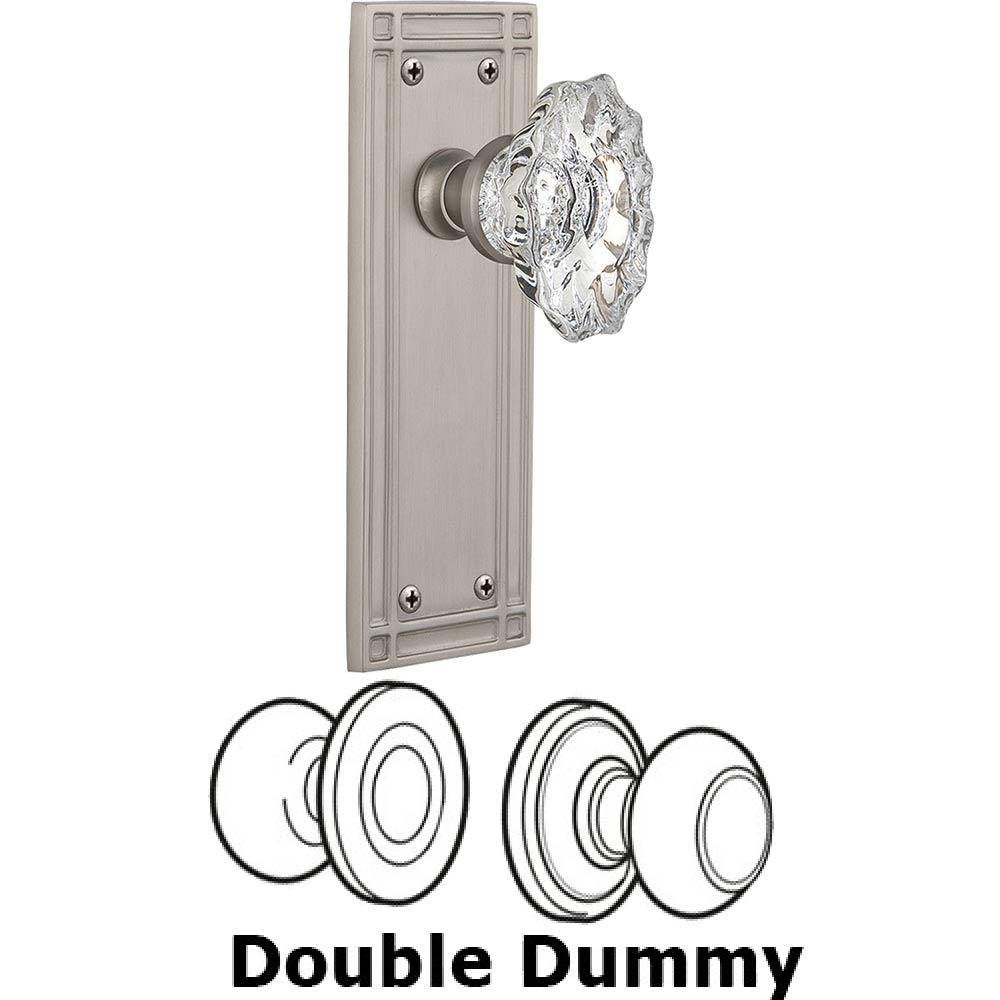 Double Dummy Set Without Keyhole - Mission Plate with Chateau Crystal Knob in Satin Nickel