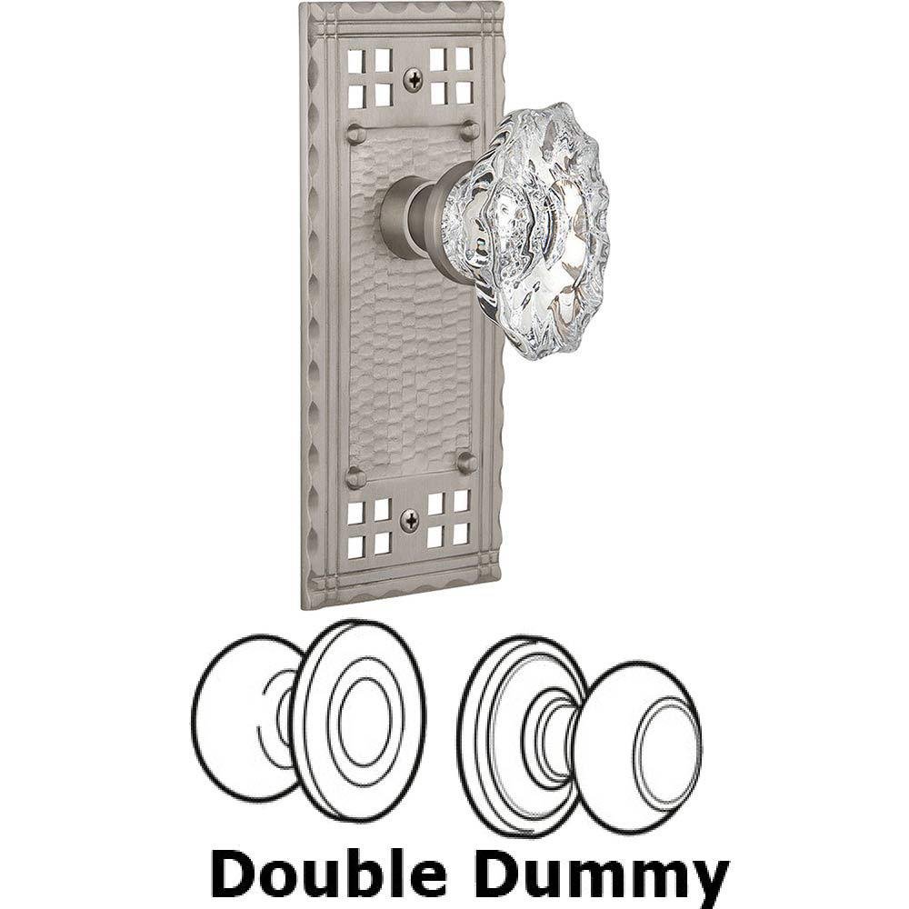 Double Dummy Set Without Keyhole - Craftsman Plate with Chateau Crystal Knob in Satin Nickel