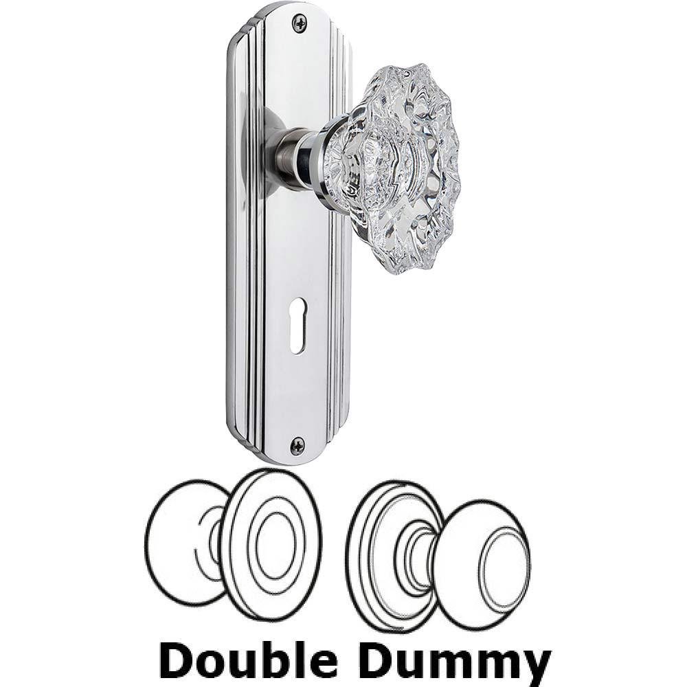 Double Dummy Set With Keyhole - Deco Plate with Chateau Crystal Knob in Bright Chrome