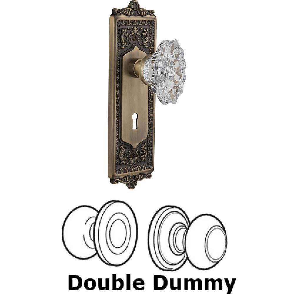 Double Dummy Set With Keyhole - Egg & Dart Plate with Chateau Crystal Knob in Antique Brass