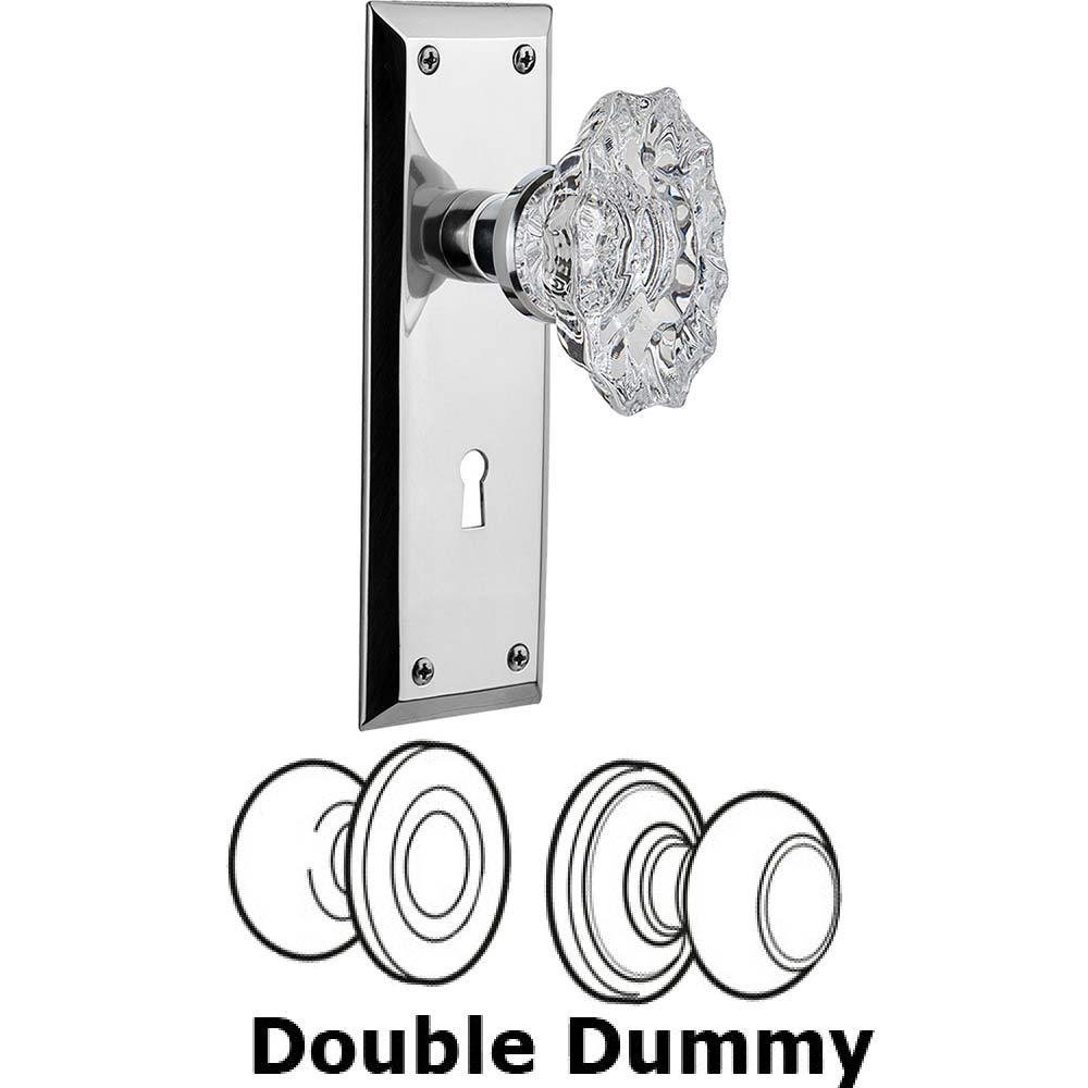 Double Dummy Set With Keyhole - New York Plate with Chateau Crystal Knob in Bright Chrome