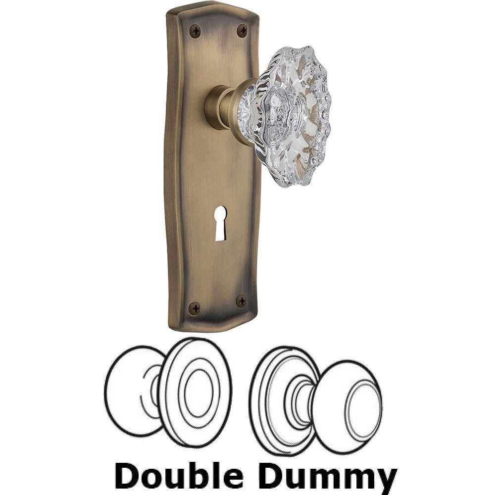 Double Dummy Set With Keyhole - Prairie Plate with Chateau Crystal Knob in Antique Brass