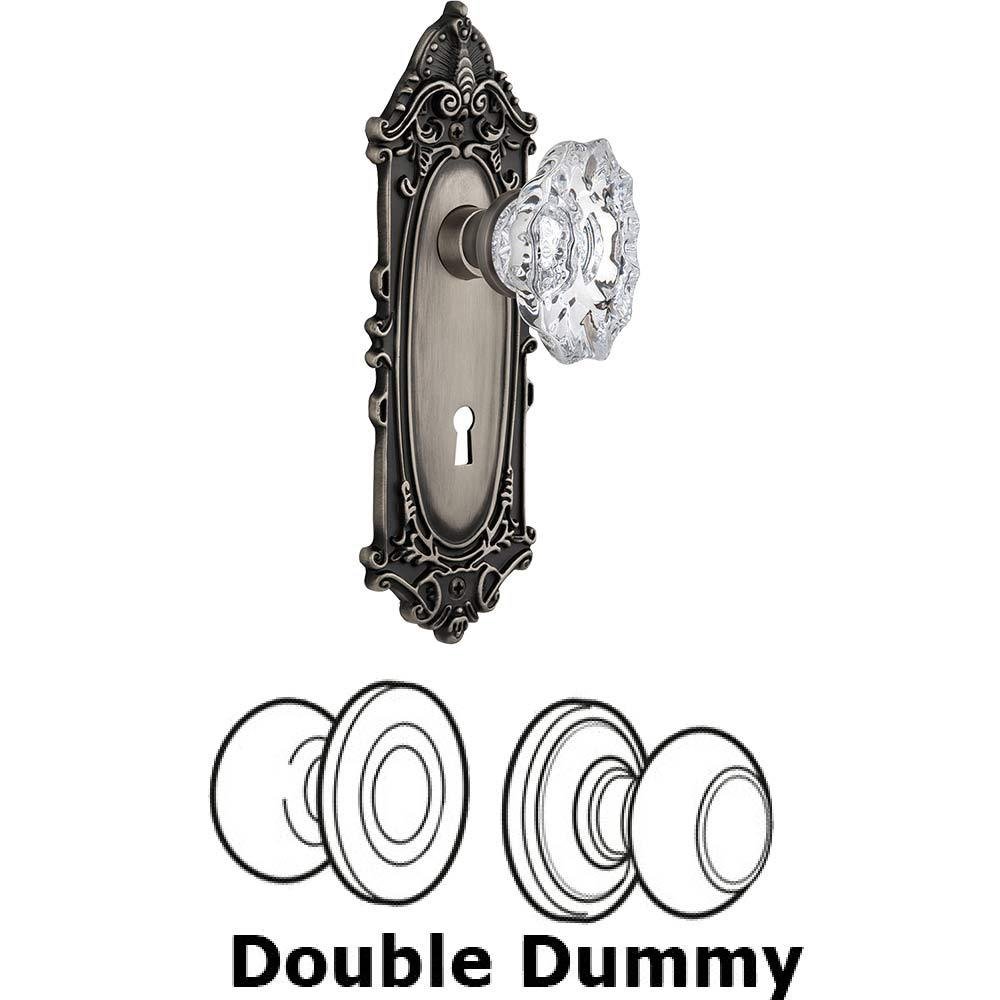 Double Dummy Set With Keyhole - Victorian Plate with Chateau Crystal Knob in Antique Pewter