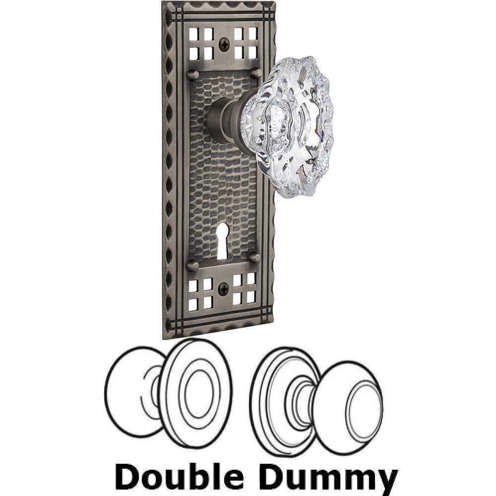 Double Dummy Set With Keyhole - Craftsman Plate with Chateau Crystal Knob in Antique Pewter