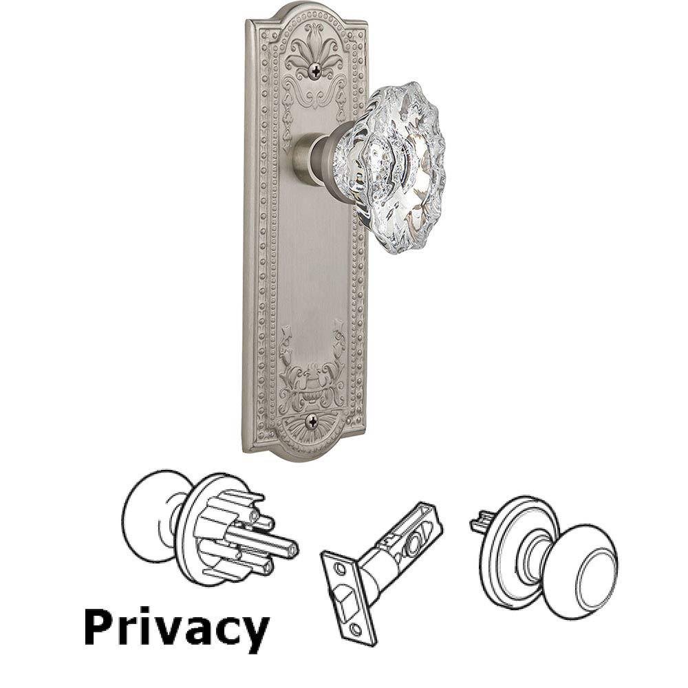 Privacy Meadows Plate with Chateau Door Knob in Satin Nickel