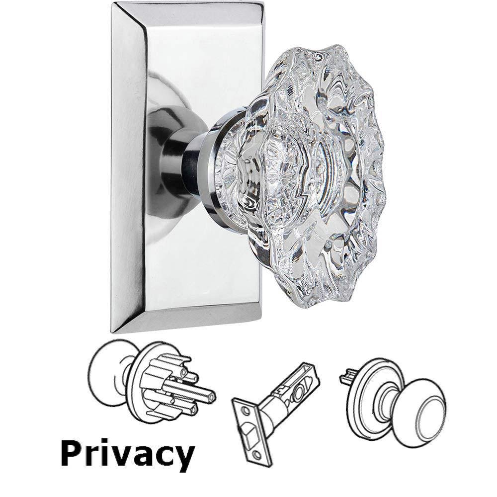 Complete Privacy Set Without Keyhole - Studio Plate with Chateau Crystal Knob in Bright Chrome