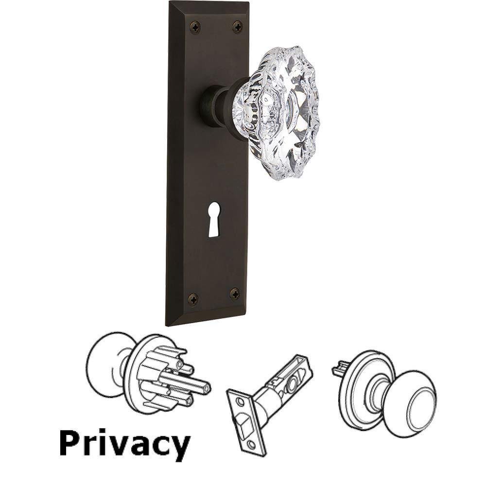 Privacy New York Plate with Keyhole and Chateau Door Knob in Oil-Rubbed Bronze