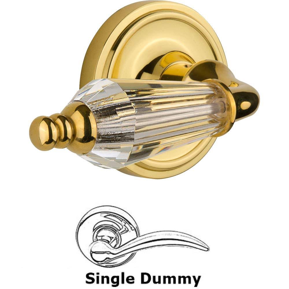 Single Dummy Classic Rosette with Parlour Crystal Lever in Unlacquered Brass