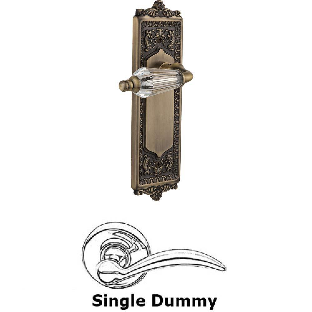 Single Dummy Lever Without Keyhole - Egg & Dart Plate with Parlour Crystal Lever in Antique Brass