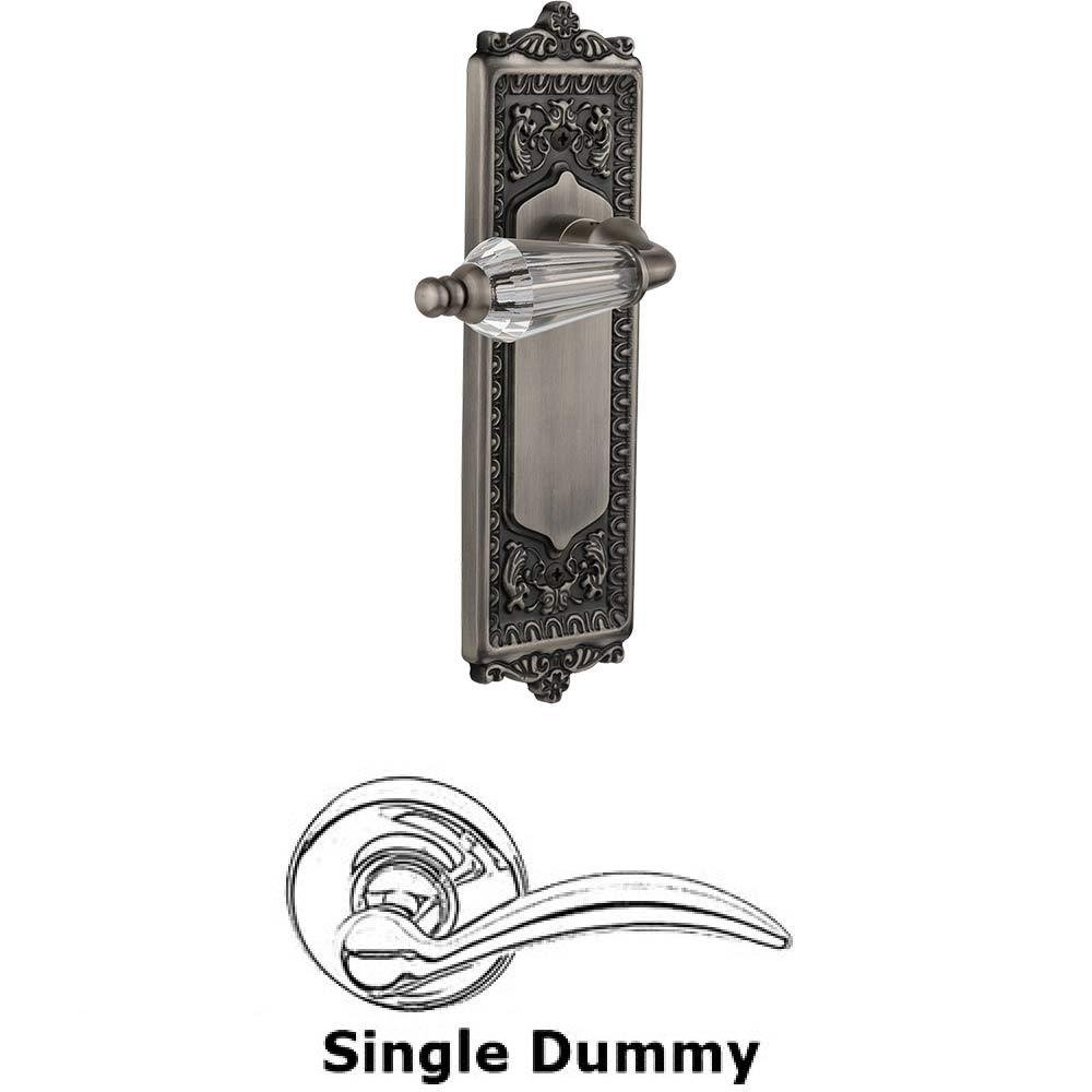 Single Dummy Lever Without Keyhole - Egg & Dart Plate with Parlour Crystal Lever in Antique Pewter
