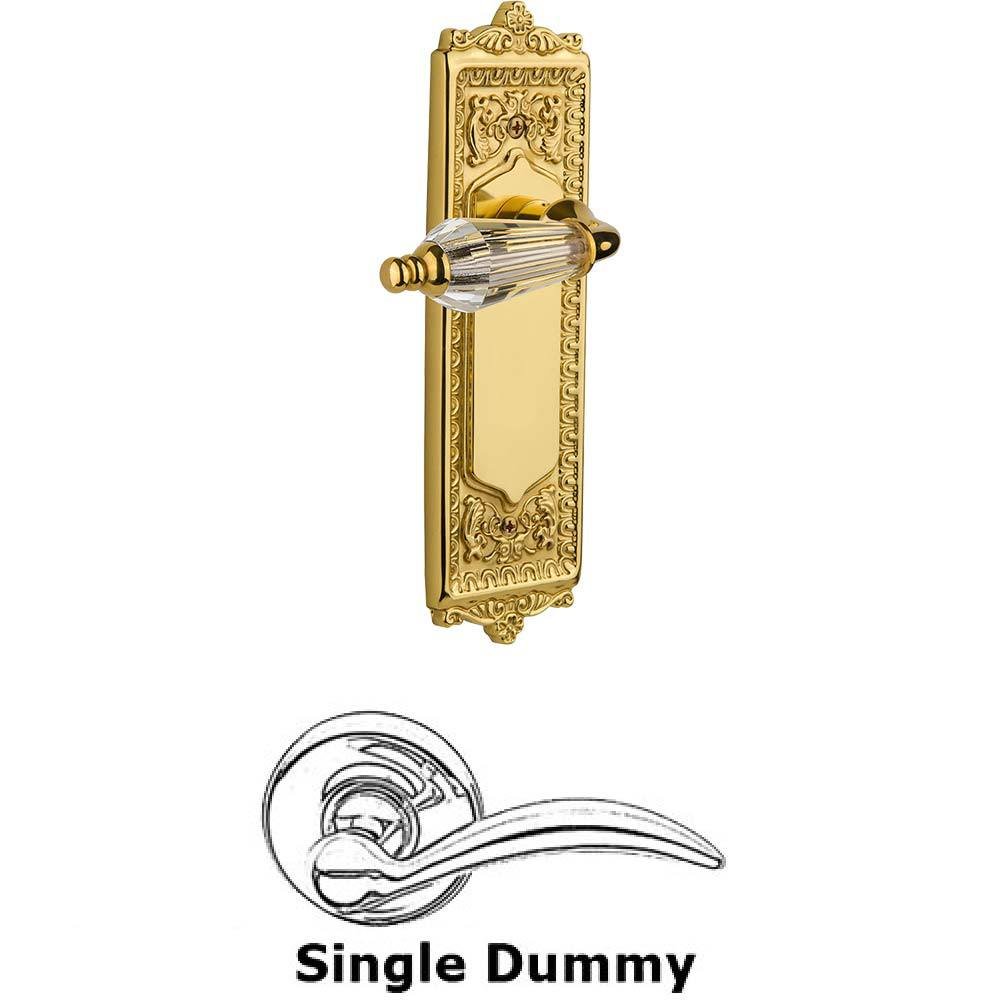 Single Dummy Lever Without Keyhole - Egg & Dart Plate with Parlour Crystal Lever in Unlacquered Brass