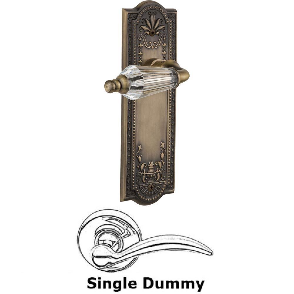 Single Dummy Lever Without Keyhole - Meadows Plate with Parlour Crystal Lever in Antique Brass