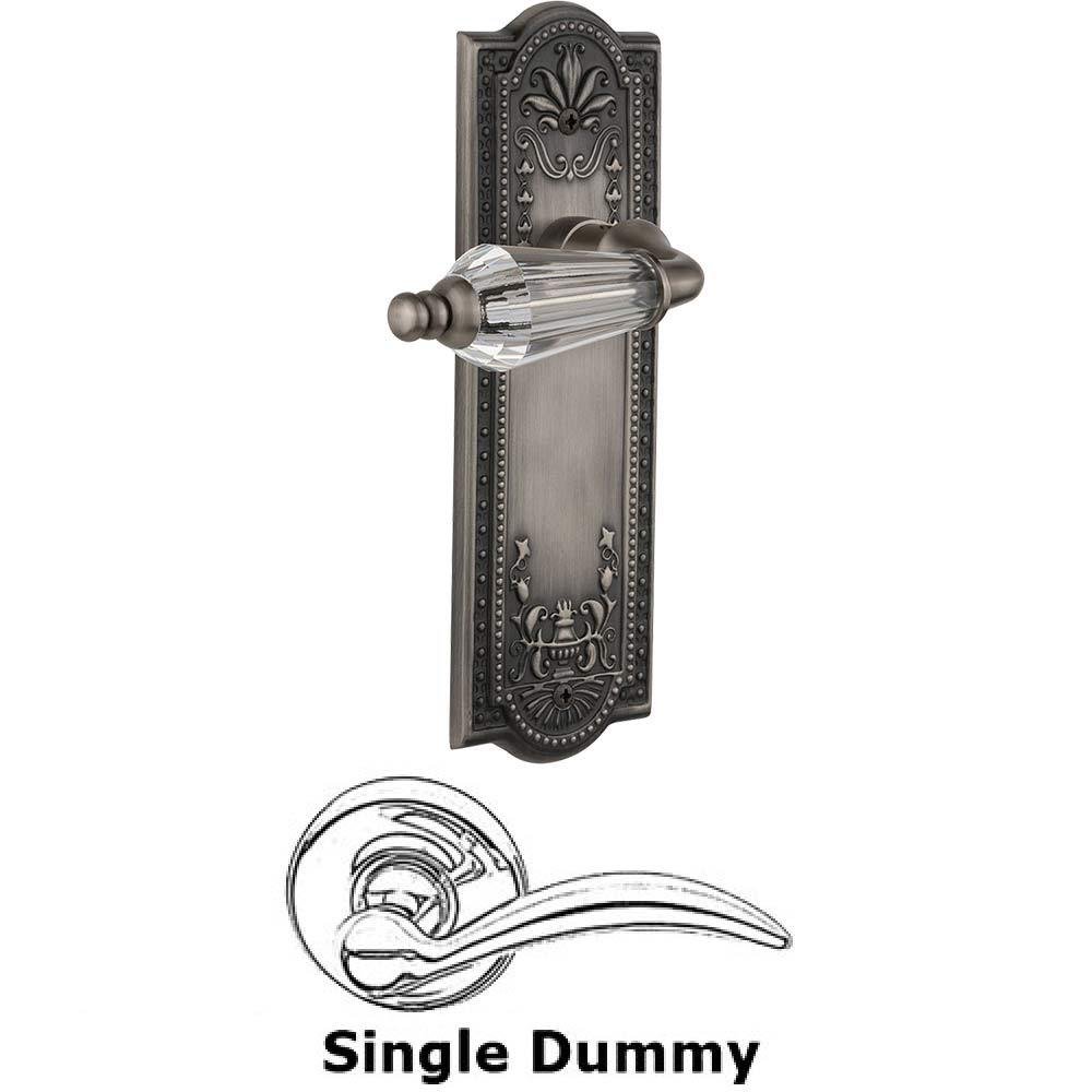 Single Dummy Lever Without Keyhole - Meadows Plate with Parlour Crystal Lever in Antique Pewter