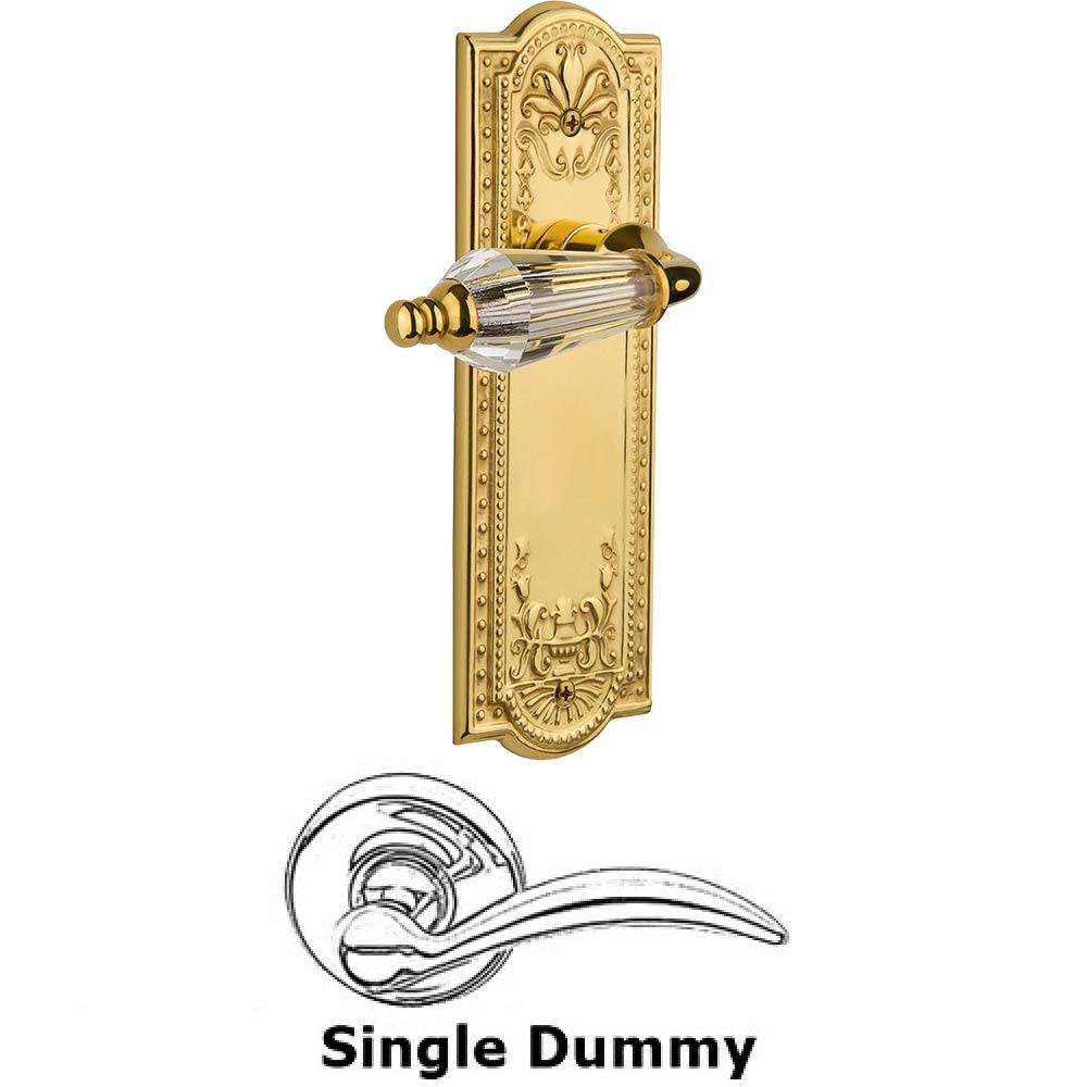 Single Dummy Lever Without Keyhole - Meadows Plate with Parlour Crystal Lever in Polished Brass