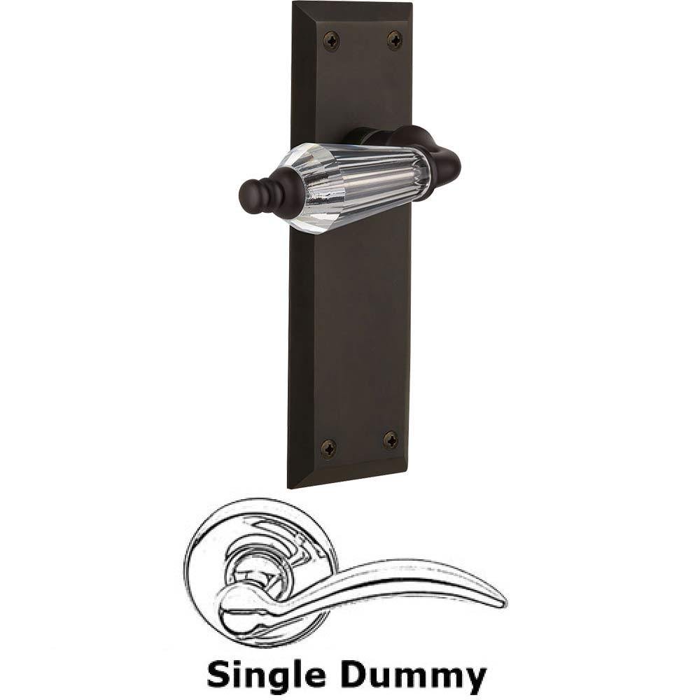 Single Dummy Lever Without Keyhole - New York Plate with Parlour Crystal Lever in Oil Rubbed Bronze