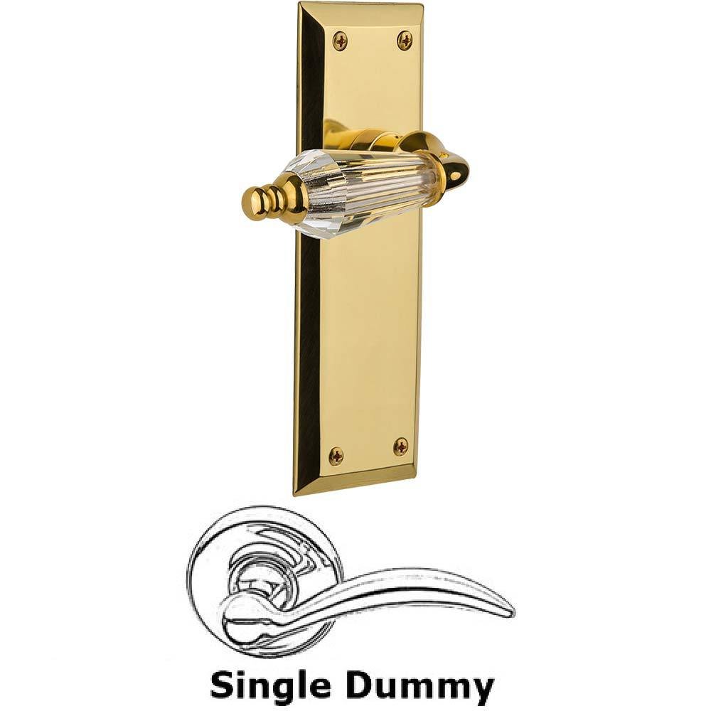 Single Dummy Lever Without Keyhole - New York Plate with Parlour Crystal Lever in Polished Brass