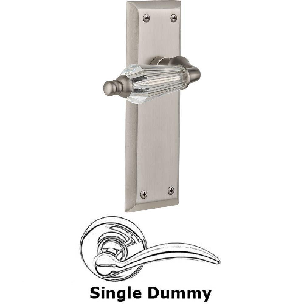 Single Dummy Lever Without Keyhole - New York Plate with Parlour Crystal Lever in Satin Nickel