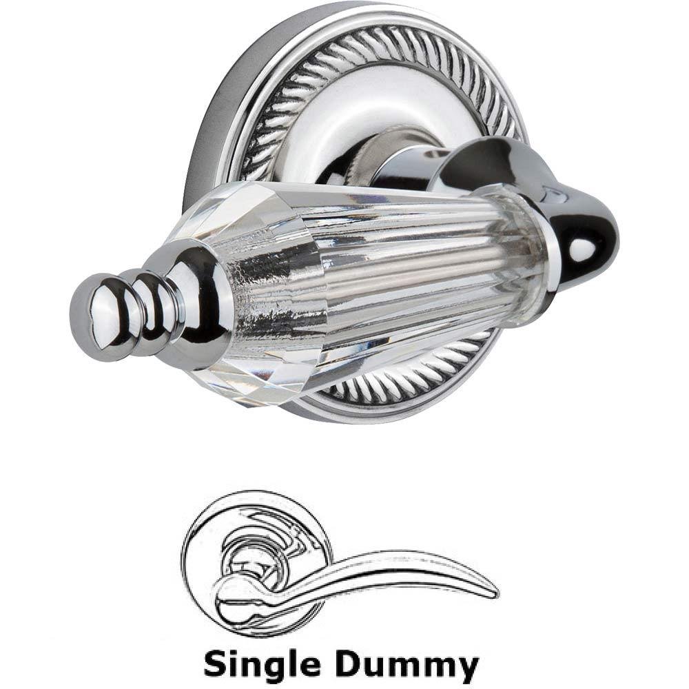 Single Dummy Lever Without Keyhole - Rope Rosette with Parlour Crystal Lever in Bright Chrome