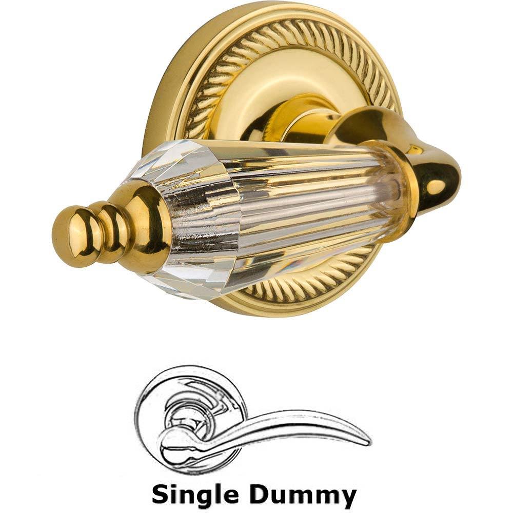 Single Dummy Lever Without Keyhole - Rope Rosette with Parlour Crystal Lever in Polished Brass