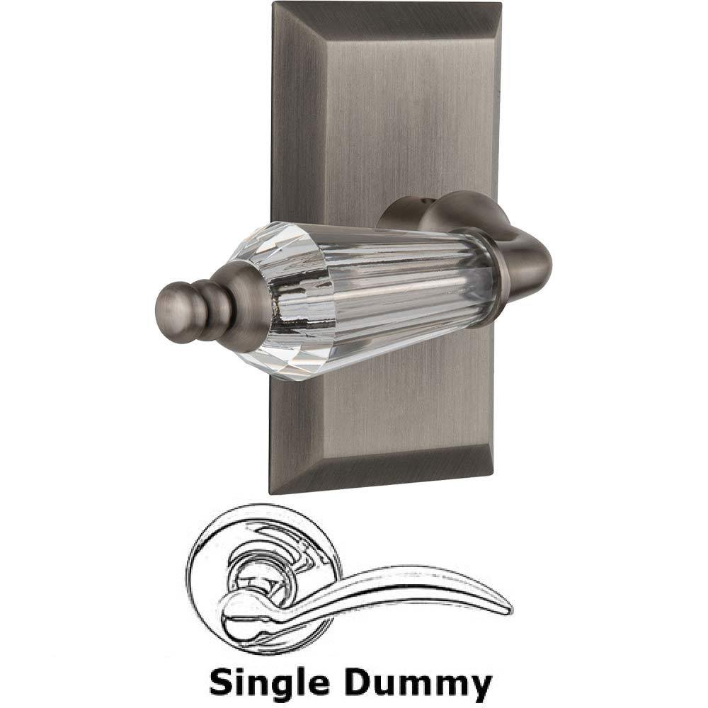 Single Dummy Lever Without Keyhole - Studio Plate with Parlour Crystal Lever in Antique Pewter