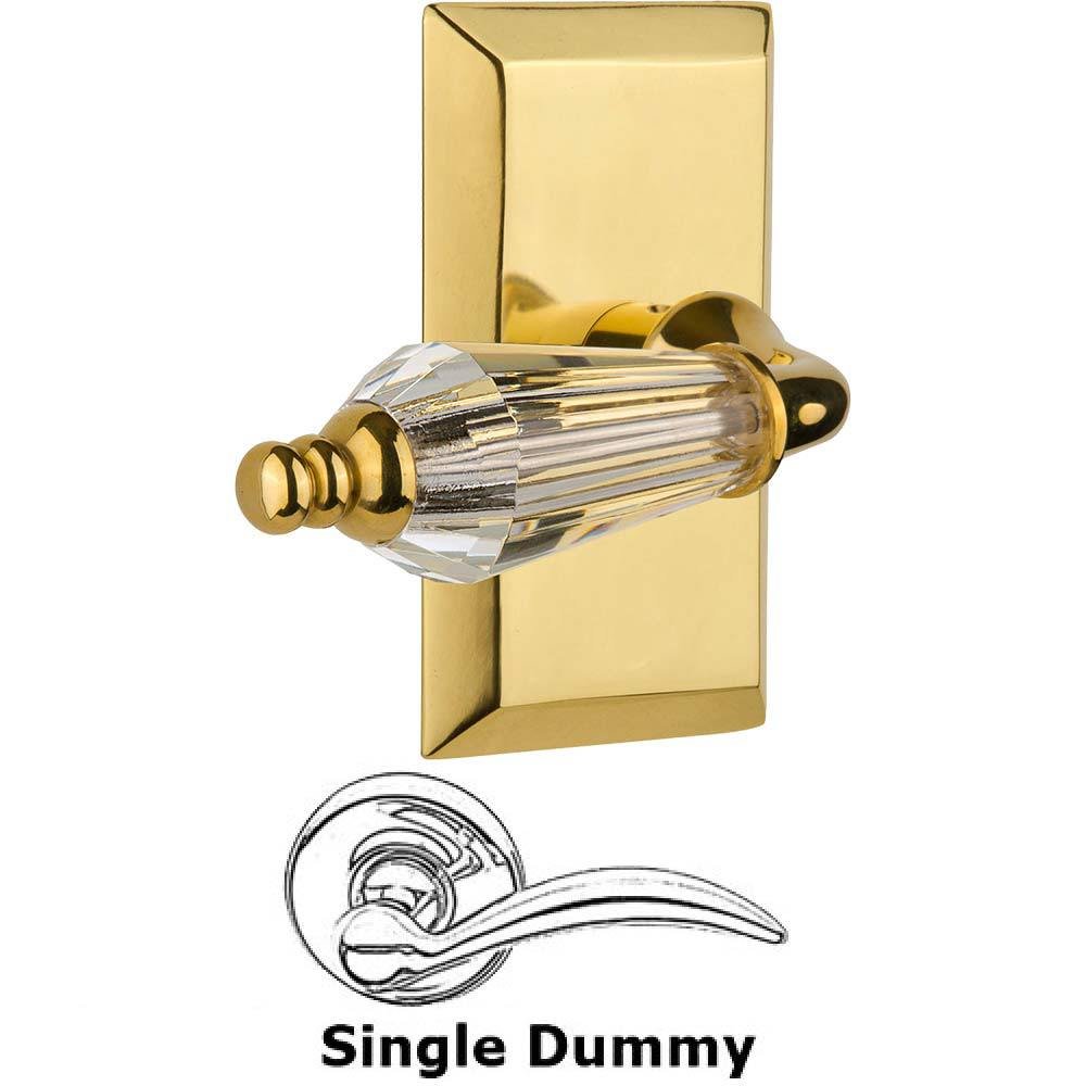 Single Dummy Lever Without Keyhole - Studio Plate with Parlour Crystal Lever in Polished Brass