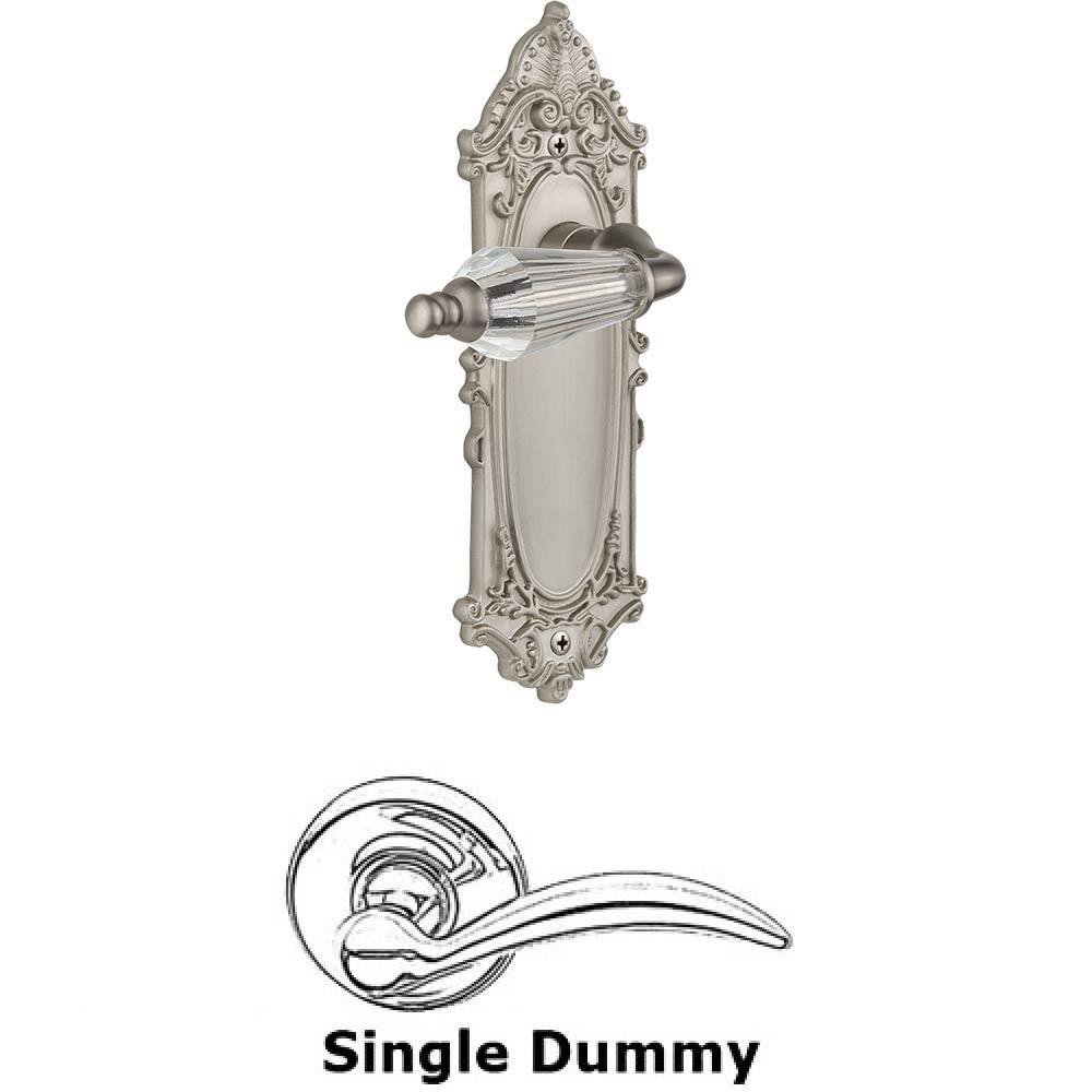 Single Dummy Lever Without Keyhole - Victorian Plate with Parlour Crystal Lever in Satin Nickel