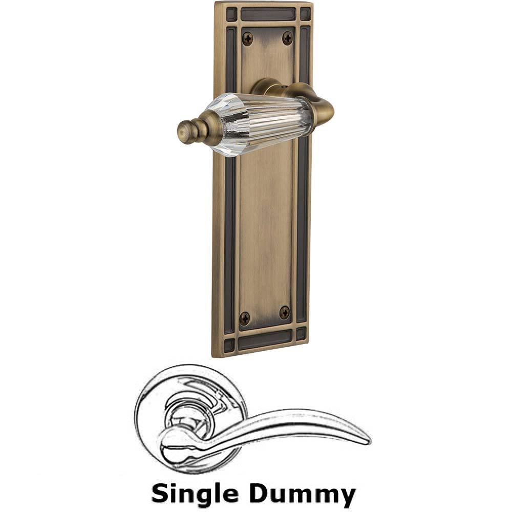 Single Dummy Lever Without Keyhole - Mission Plate with Parlour Crystal Lever in Antique Brass