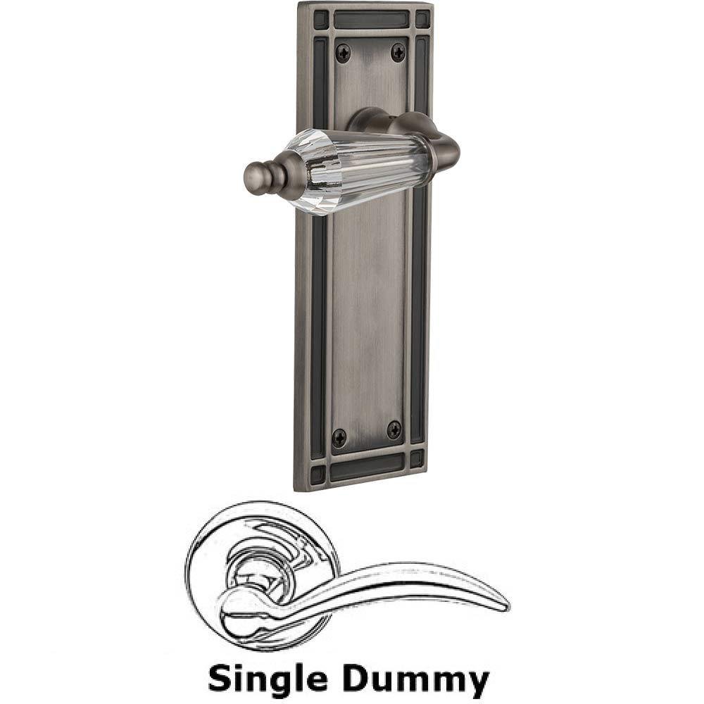 Single Dummy Lever Without Keyhole - Mission Plate with Parlour Crystal Lever in Antique Pewter