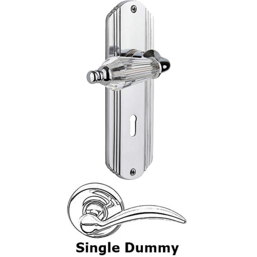 Single Dummy Lever With Keyhole - Deco Plate with Parlour Crystal Lever in Bright Chrome