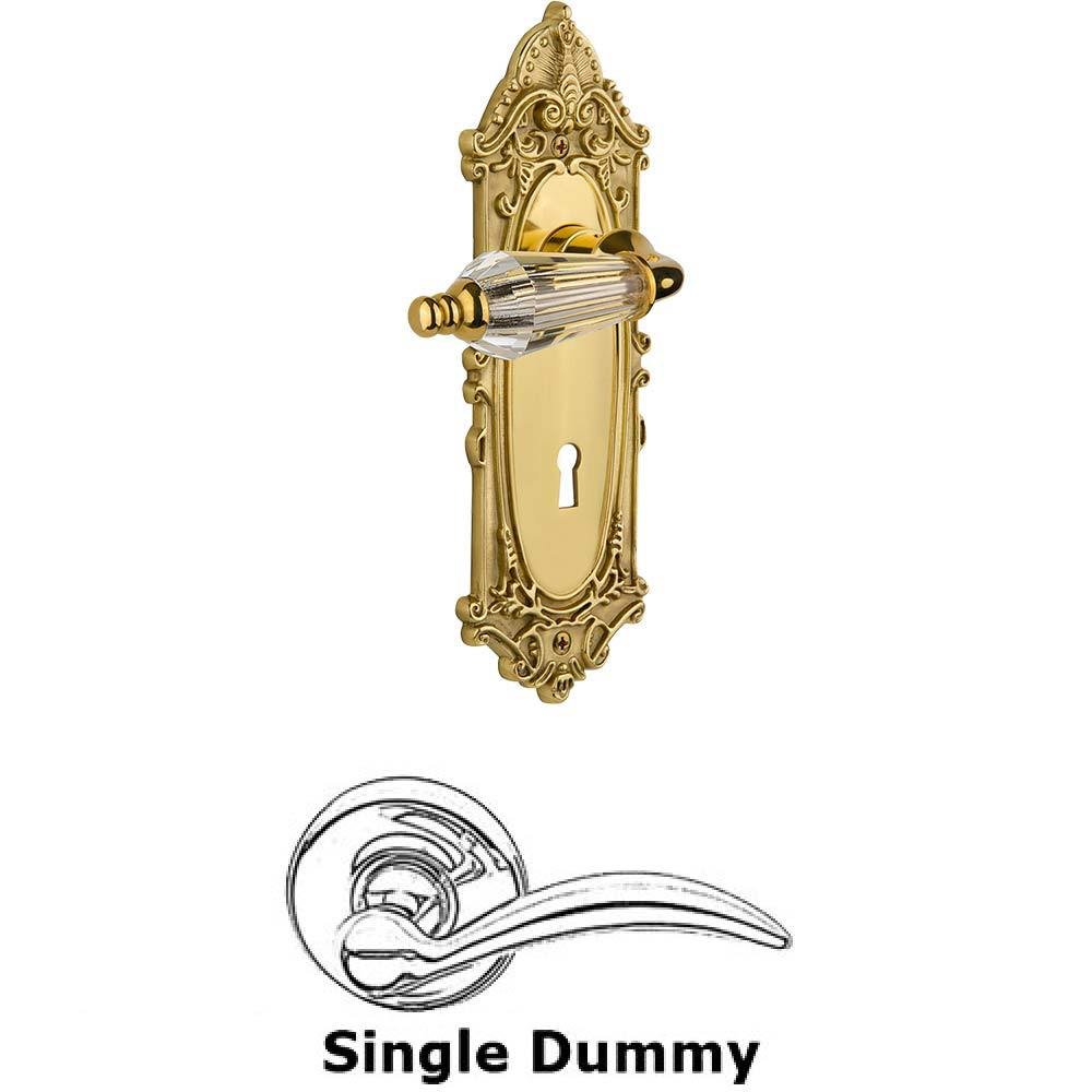 Single Dummy Lever With Keyhole - Victorian Plate with Parlour Crystal Lever in Polished Brass