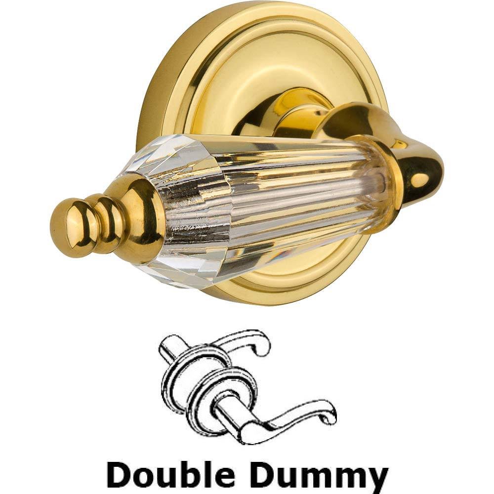 Double Dummy Classic Rosette with Parlour Crystal Lever in Unlacquered Brass