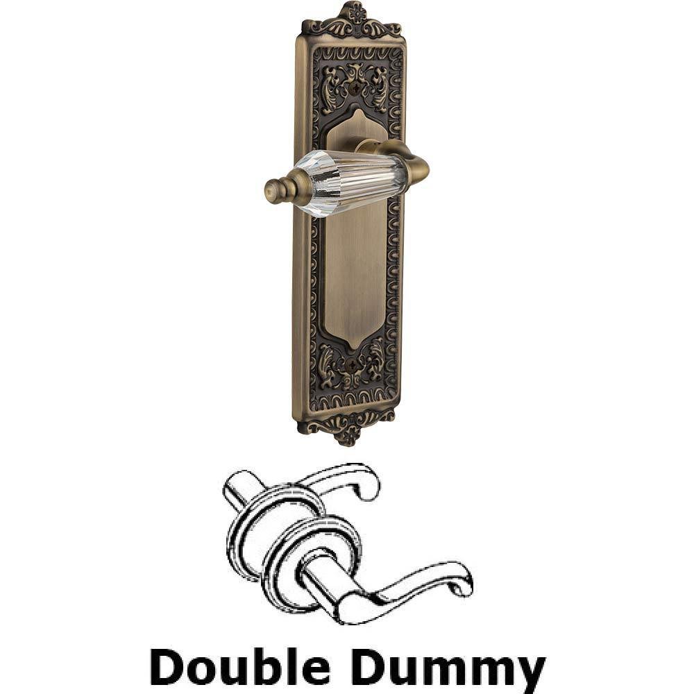 Double Dummy Set Without Keyhole - Egg & Dart Plate with Parlour Crystal Lever in Antique Brass