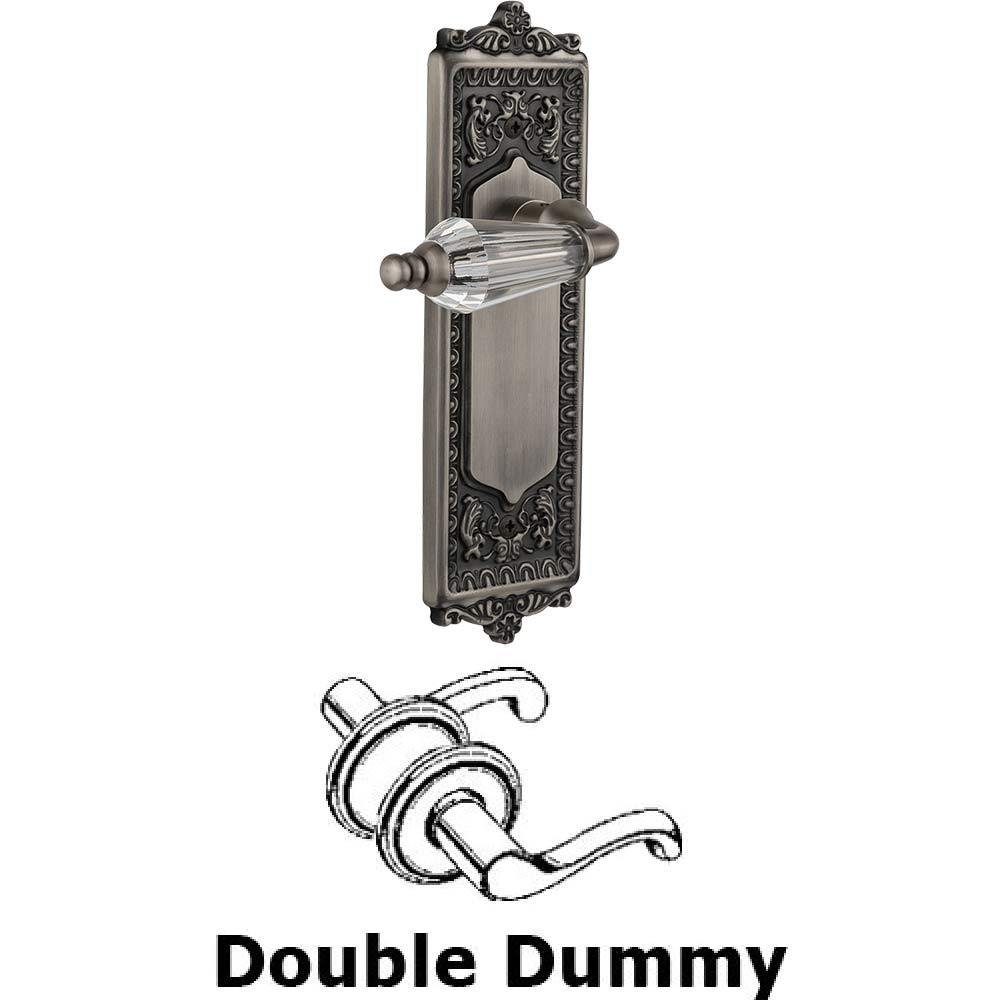 Double Dummy Set Without Keyhole - Egg & Dart Plate with Parlour Crystal Lever in Antique Pewter