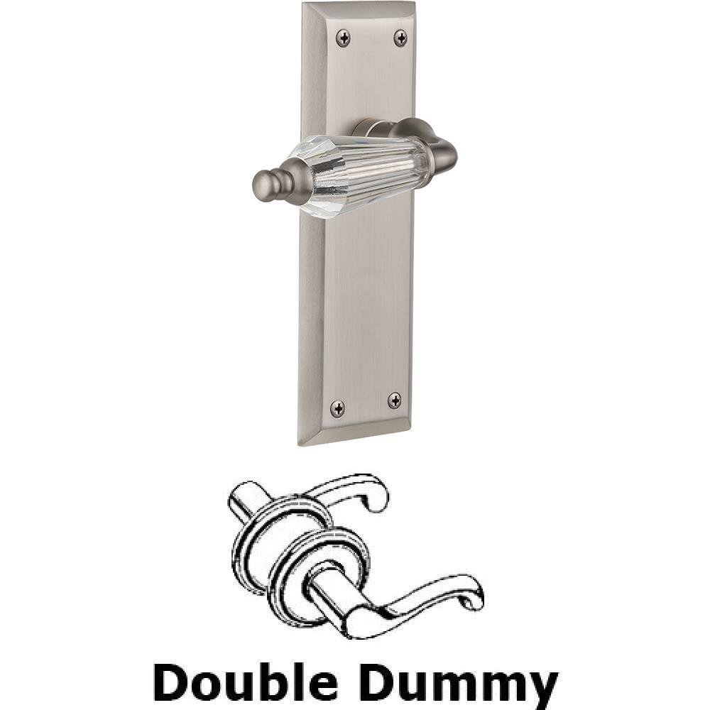 Double Dummy Set Without Keyhole - New York Plate with Parlour Crystal Lever in Satin Nickel