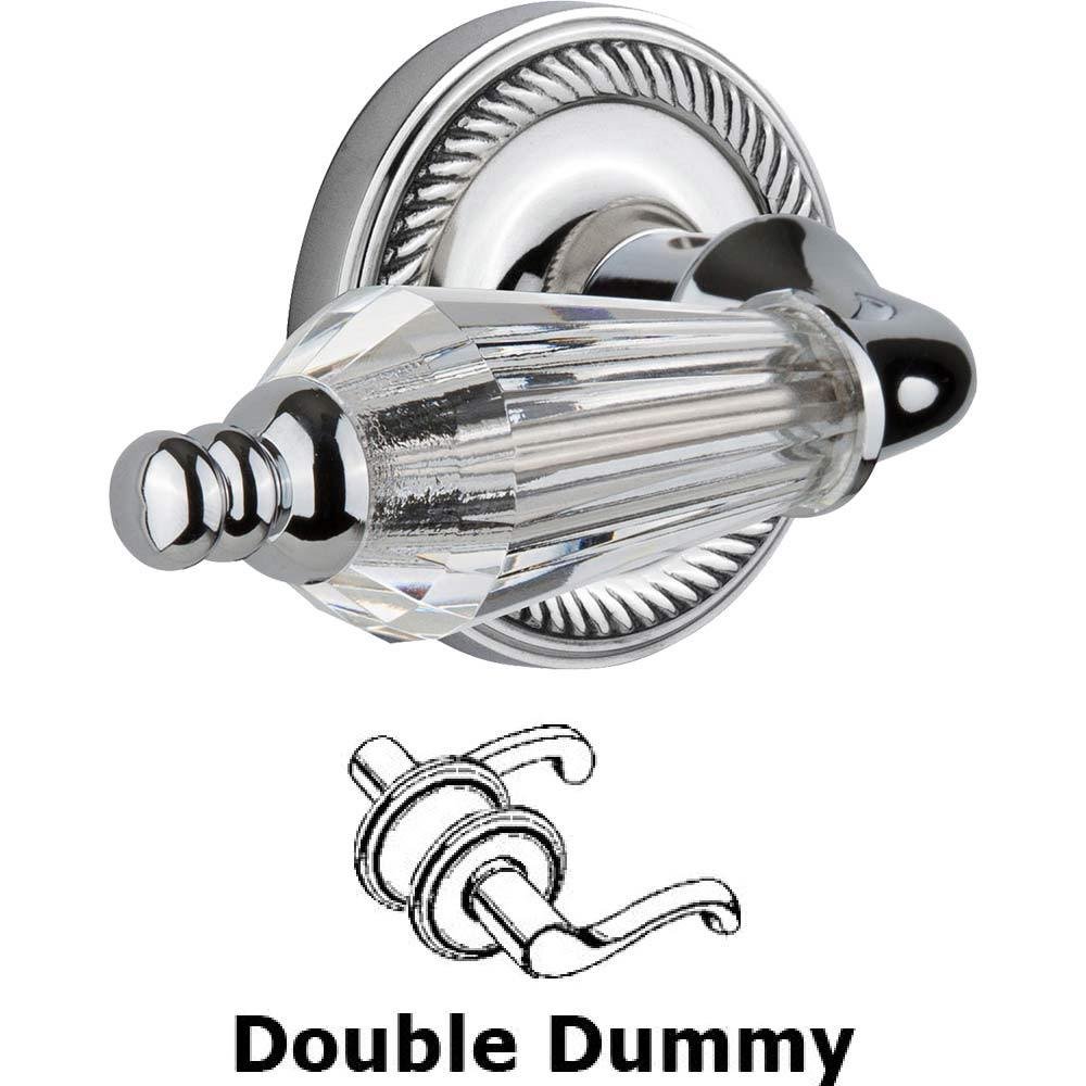 Double Dummy Set Without Keyhole - Rope Rosette with Parlour Crystal Lever in Bright Chrome