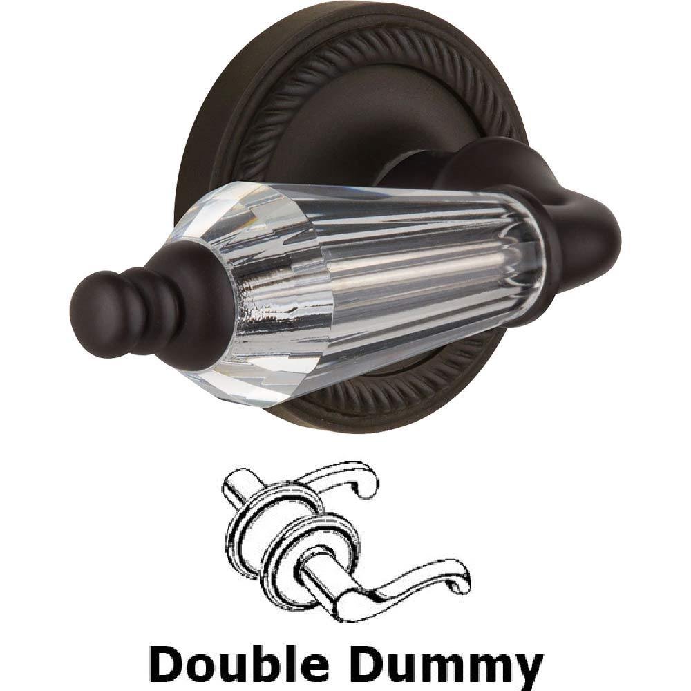 Double Dummy Set Without Keyhole - Rope Rosette with Parlour Crystal Lever in Oil Rubbed Bronze