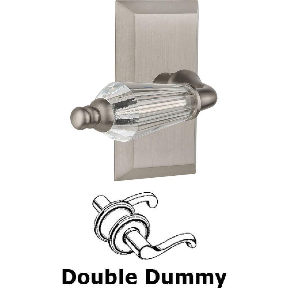 Double Dummy Set Without Keyhole - Studio Plate with Parlour Crystal Lever in Satin Nickel