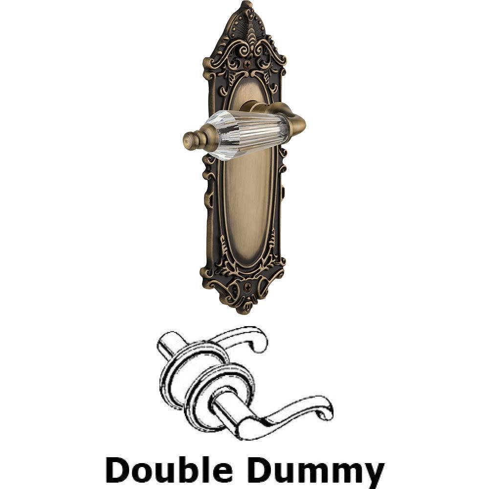 Double Dummy Set Without Keyhole - Victorian Plate with Parlour Crystal Lever in Antique Brass