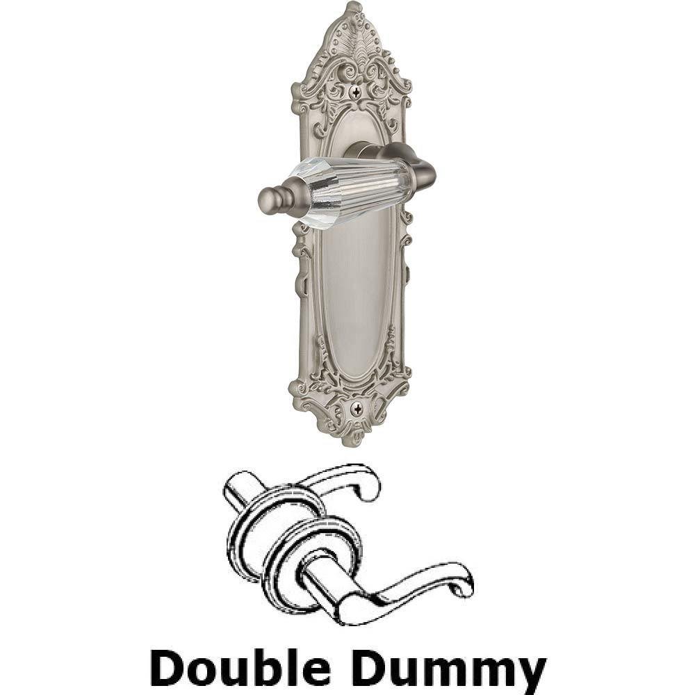 Double Dummy Set Without Keyhole - Victorian Plate with Parlour Crystal Lever in Satin Nickel