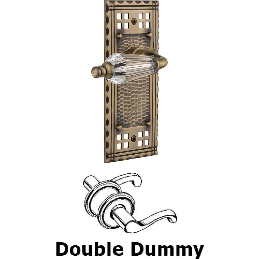 Double Dummy Set Without Keyhole - Craftsman Plate with Parlour Crystal Lever in Antique Brass