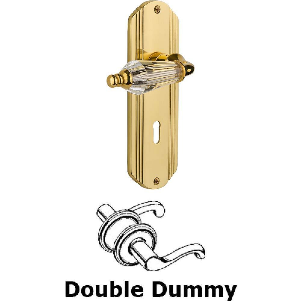 Double Dummy Set With Keyhole - Deco Plate with Parlour Crystal Lever in Polished Brass