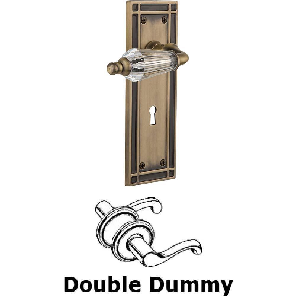 Double Dummy Set With Keyhole - Mission Plate with Parlour Crystal Lever in Antique Brass