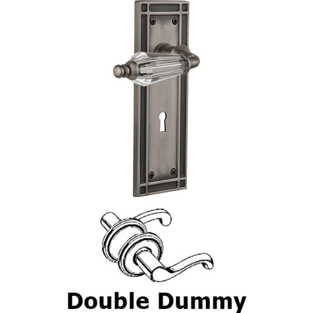 Double Dummy Set With Keyhole - Mission Plate with Parlour Crystal Lever in Antique Pewter